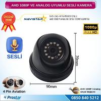 Mikrofonlu AHD 1080P ve Analog Pal Çevrilebilir 4 Pin Plastik Dome Araç Kamerası