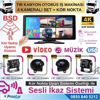 Tır ve Kamyon 10.36" Dokunmatik 4 kameralı 256 GB Destekli Kör Nokta Uyarı Sistemli Kamera Seti