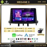 Megane 3 Kablosuz Carplay 2+64GB Android 13 Navigasyon Multimedya Sistemi