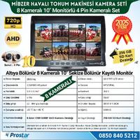Mibzer için 8 Kameralı 10 inç Sekize Bölen Monitör Kayıtlı 256 Gb Sd Kart Destekli