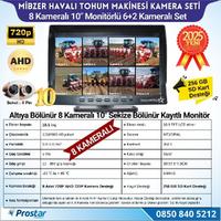 Mibzer için 8 Kameralı 10 inç Sekize Bölen Monitör 2 Büyük Kameralı Kayıtlı 256 Gb Sd Kart Destekli