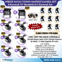 Mibzer için 8 Kameralı 10 inç Sekize Bölen Monitör 2 Büyük Kameralı Kayıtlı 256 Gb Sd Kart Destekli