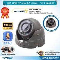 Mikrofonlu AHD 1080P ve Analog Pal Dönüşümlü Gece Görüşlü 4 Pin Mini Metal Dome Araç Kamerası