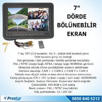 Okul ve Servis Taşıtları için Dörde Bölünebilen 7" Quad Monitör