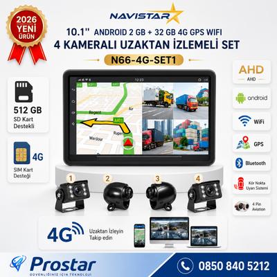 10 inç Android 4G Uzaktan izlemeli, 4 Kameralı, Wifi, GPS, Bluetooth 2 GB + 32 GB ve 512 GB SD Kart Destekli Set