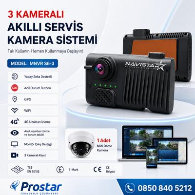 3 Kameralı Monitör Çıkışlı 4G GPS WIFI Acil Durum butonu dahil Pratik Montaj Kamera Seti
