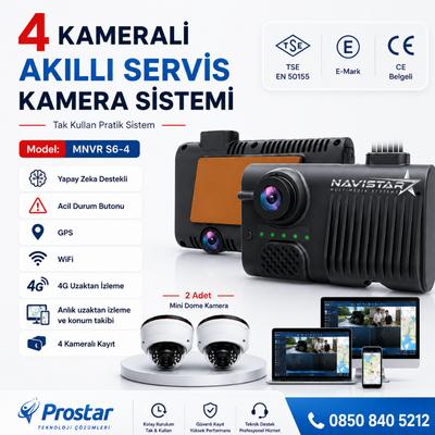 4 Kameralı 4G GPS Wifi Acil Durum butonu dahil Pratik Montaj Kamera Seti
