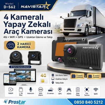 4 Kameralı 4G Uzaktan izlemeli GPS Wifi Yapay Zekalı Akıllı Dashcam Kamyon Tır Kamera Sistemi