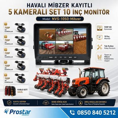 5 Kameralı Mibzer Havalı Tohum Makinesi 10 inç Monitör 720P Beyaz Işıklı AHD Kayıtlı Kamera Seti