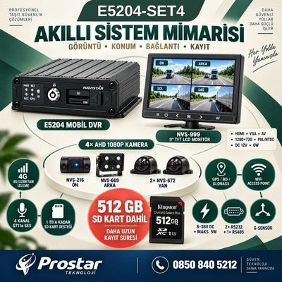 512 GB SD Dahil 9 inç Monitörlü 4 Kameralı 1080P 4G GPS WIFI Mobil DVR Kamera Seti