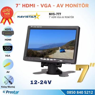 7 inç HDMI / VGA / AV Çok Amaçlı Araç ve Taşıt Monitörü Üç Giriş, Her Cihaza Uyumlu 12-24V