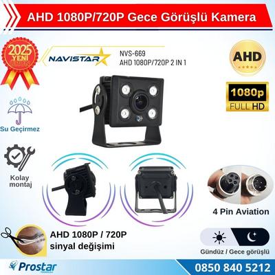 AHD 1080P/720P Orta Boy Gece Görüşlü 4 Pin Soketli Kamyon Tır Otobüs Kamerası
