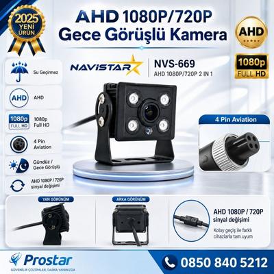 AHD 1080P/720P Orta Boy Gece Görüşlü 4 Pin Soketli Kamyon Tır Otobüs Kamerası