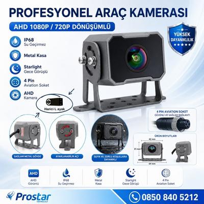 AHD 1080P/720P Uyumlu Metal Kasa 4 Pin Aviation Soket Starlight Araç Kamerası