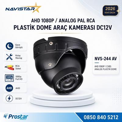 AHD 1080P/Analog CVBS Pal RCA Sarı Soketli Gece Görüşlü Araç İçi Dome Kamera