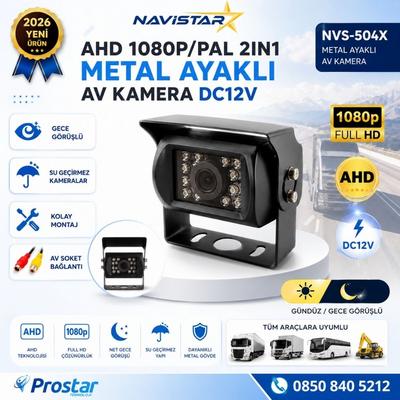 AHD 1080P/CVBS Pal Metal Şapkalı Gece Görüşlü RCA Sarı Soketli Araç Kamerası