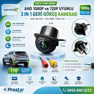 AHD 1080P ve 720P Çevrilebilir 170 Derece Balıkgözü Geniş Açılı  Geri Görüş Kamerası