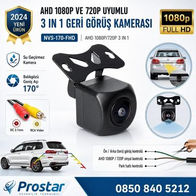 Balıkgözü AHD 1080P ve 720P Çevirilebilir 170 Derece Geniş Açılı Geri Görüş Kamerası