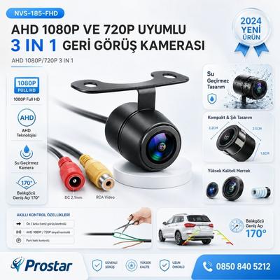 Balıkgözü Kelebek AHD 1080P ve 720P Çevrilebilir 170 Derece Geniş Açılı Geri Görüş Kamerası