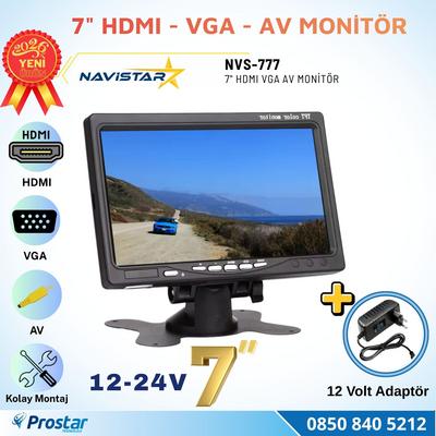 Güvenlik Kamera Monitörü 7" Ekran Hdmi Vga Av Girişli Lcd Ekran 4 Kanal