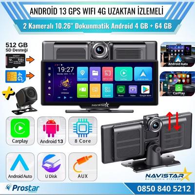 Kayıtlı 2 Kameralı Android 13 WIFI GPS 4G Uzaktan izlemeli 4 GB + 64 GB Carplay 512 GB Destekli Tak Kullan Kamera Seti