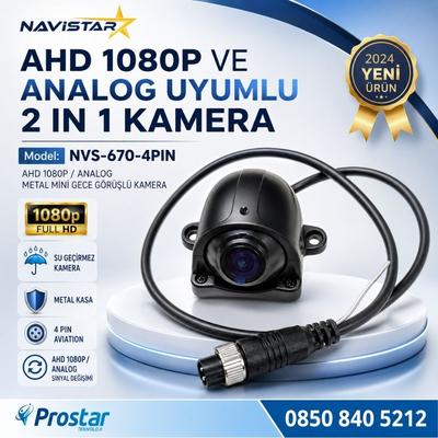 Metal Mini Kasa AHD 1080P ve Analog Pal Çevirilebilir 4 Pin Starlight Gece Görüşlü Yön Ayarlanabilir Araç Kamerası