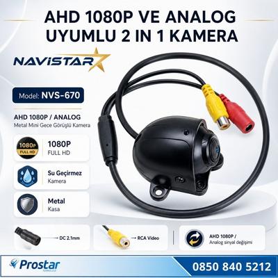Metal Mini Kasa AHD 1080P ve Analog Pal Çevirilebilir Starlight Gece Görüşlü Yön Ayarlanabilir Araç Kamerası