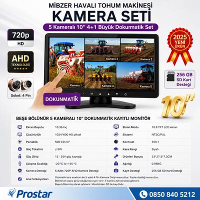 Mibzer için 4+1 Büyük Kameralı 10.36 inç Dokunmatik Monitör Beşe Bölen Kayıtlı 256 Gb Sd Kart Destekli
