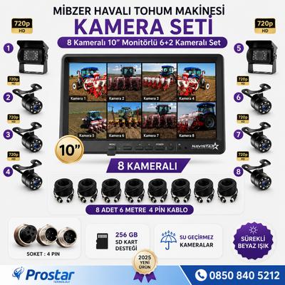 Mibzer için 8 Kameralı 10 inç Sekize Bölen Monitör 2 Büyük Kameralı Kayıtlı 256 Gb Sd Kart Destekli