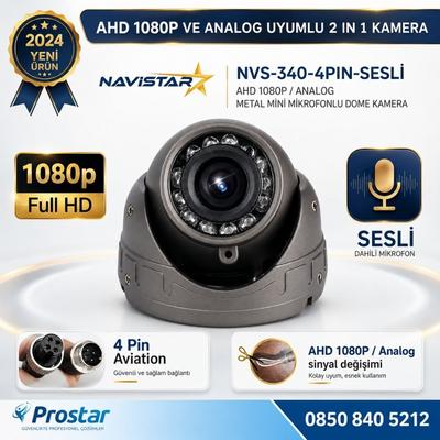 Mikrofonlu AHD 1080P ve Analog Pal Dönüşümlü Gece Görüşlü 4 Pin Mini Metal Dome Araç Kamerası