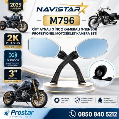 Motosiklet için 3 inç Aynalı Çift Kameralı 2K 1440P WIFI GPS Kamera Seti