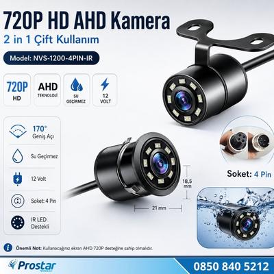 Navistar Ahd 720P 4 Pin Soketli Beyaz Ledli Kelebek Ve Tampon Uyumlu 6 Mt 4 Pin Kablolu Kamera