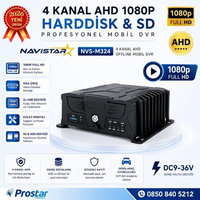 Profesyonel 4 Kanal AHD Mobil DVR Kayıt Cihazı - 1080p, 10TB HDD + 512GB SD Desteği, G-Sensör