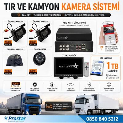Tır Ve Kamyonlar Için Uzaktan İzlemeli 4 Kameralı 1 Tb Harddisk Kamera Seti