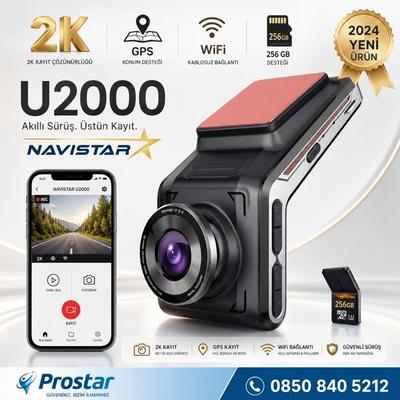 U2000 Wifi + GPS 1440P 170° Geniş Açı Gece Görüşlü Akıllı Araç içi Kamera