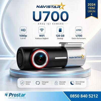 U700 Wifi 1080P 170° Geniş Açı Gece Görüşlü 128 GB Destekli Akıllı Araç içi Kamera