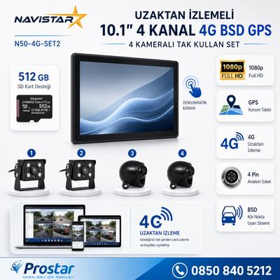 Uzaktan izlemeli 10 inç 4 Kanal 4G GPS BSD Kör Nokta Uyarı Sistemli IR Led Kameralı Profesyonel Araç Kamera Seti